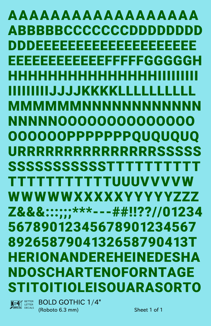 Bold Gothic Letter Number Alphabet