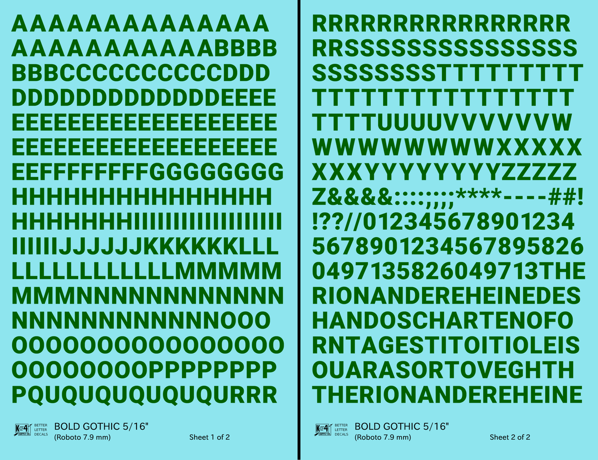 Bold Gothic Letter Number Alphabet