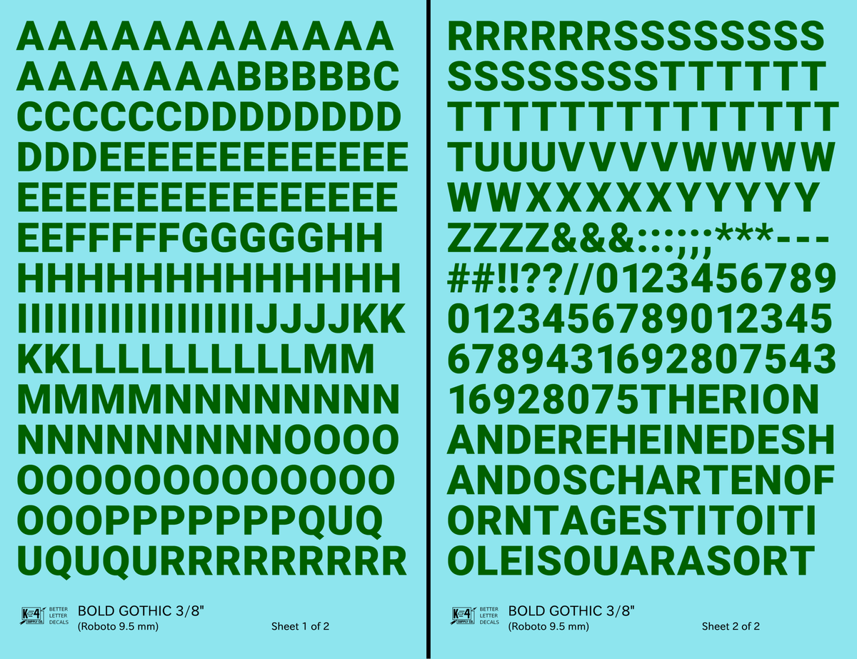 Bold Gothic Letter Number Alphabet