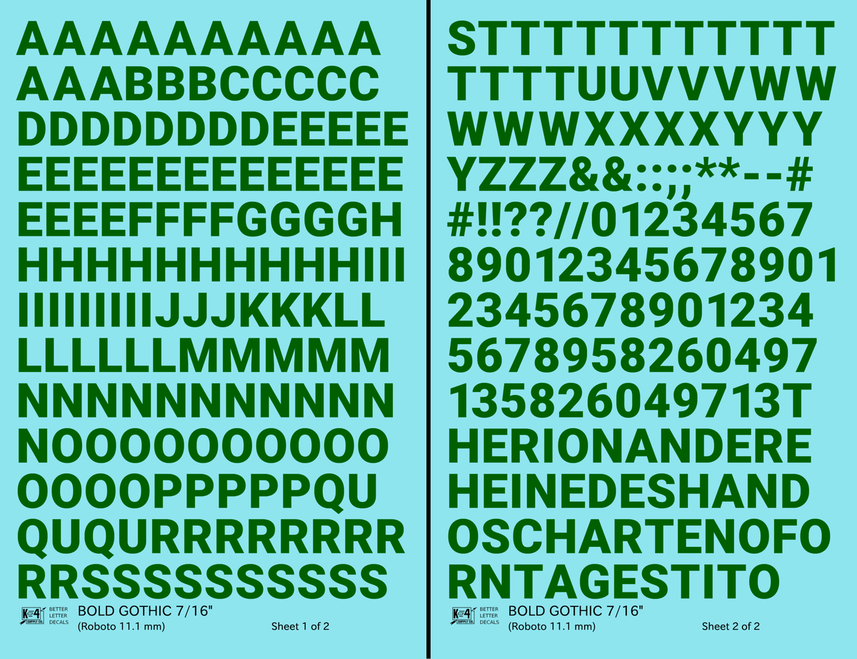 Bold Gothic Letter Number Alphabet