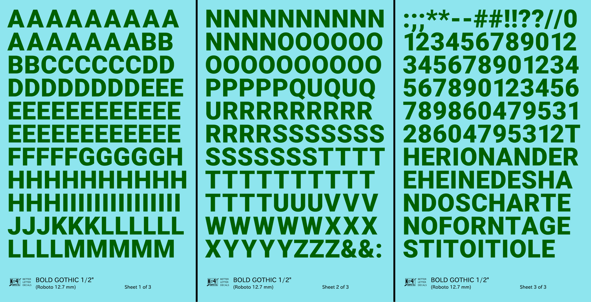 Bold Gothic Letter Number Alphabet