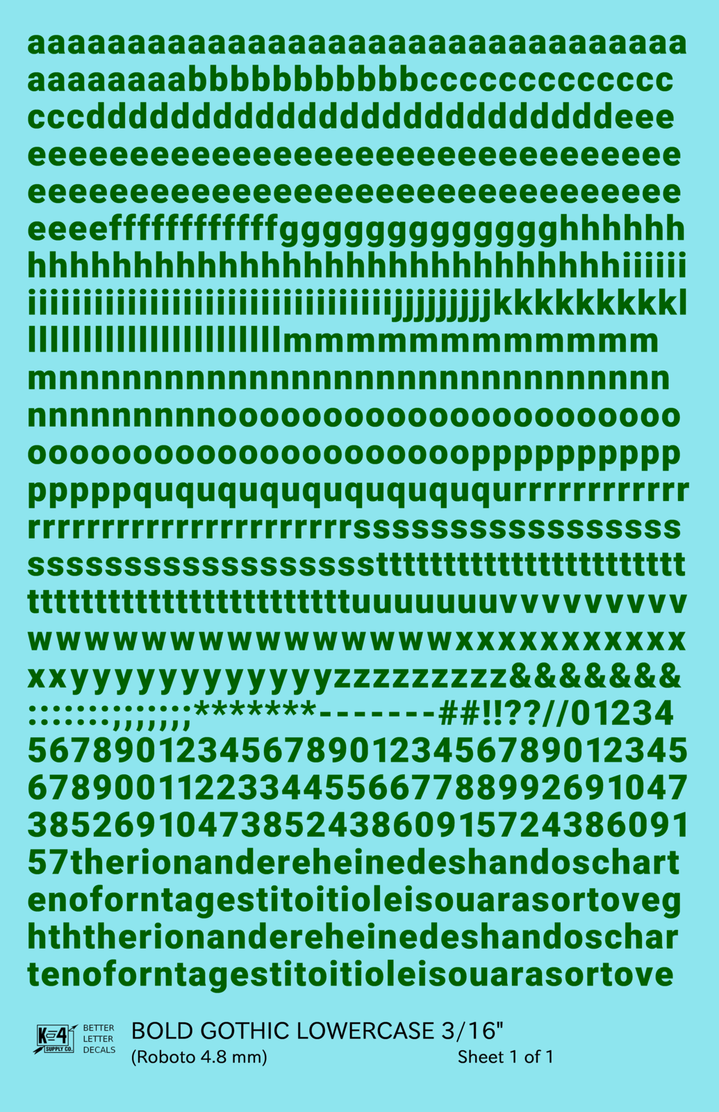 Lowercase Bold Gothic Letter Number Alphabet