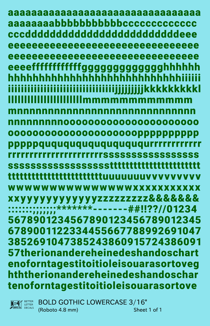 Lowercase Bold Gothic Letter Number Alphabet
