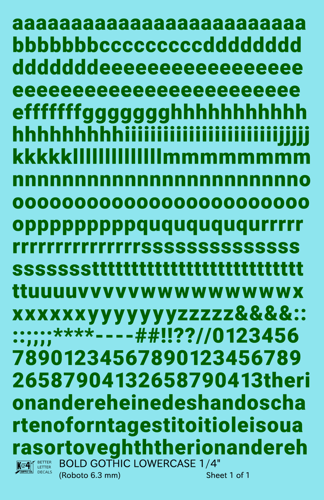 Lowercase Bold Gothic Letter Number Alphabet