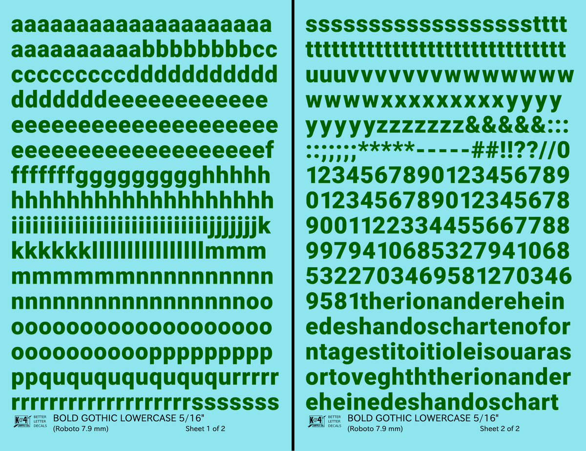 Lowercase Bold Gothic Letter Number Alphabet