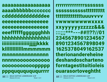 Lowercase Bold Gothic Letter Number Alphabet