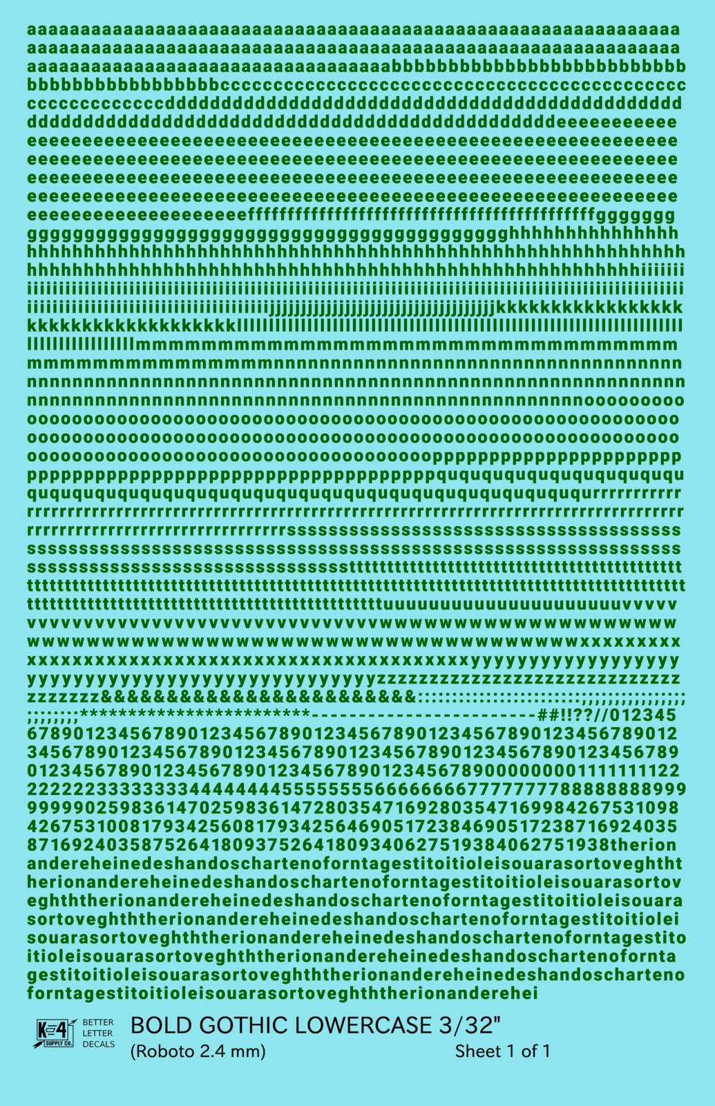Lowercase Bold Gothic Letter Number Alphabet