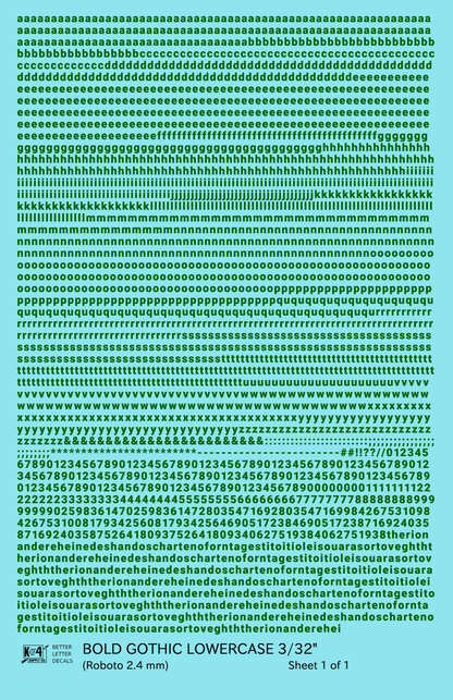 Lowercase Bold Gothic Letter Number Alphabet