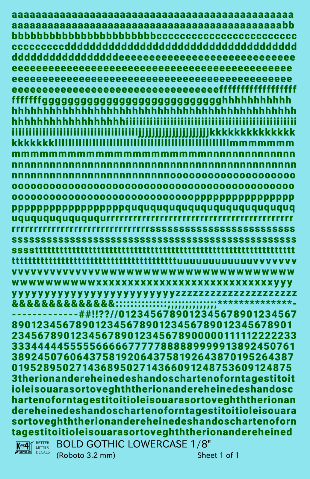 Lowercase Bold Gothic Letter Number Alphabet