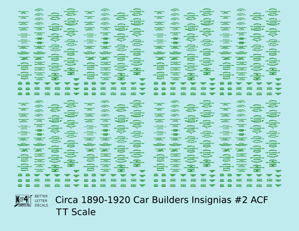 1900 Era ACF Car Builder Insignias