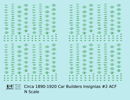 1900 Era ACF Car Builder Insignias