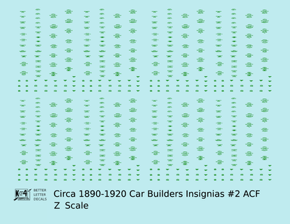 1900 Era ACF Car Builder Insignias