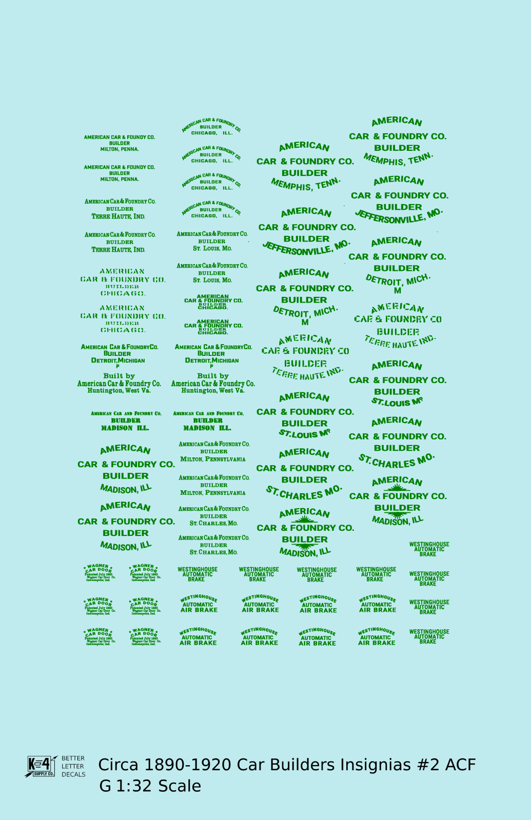 1900 Era ACF Car Builder Insignias