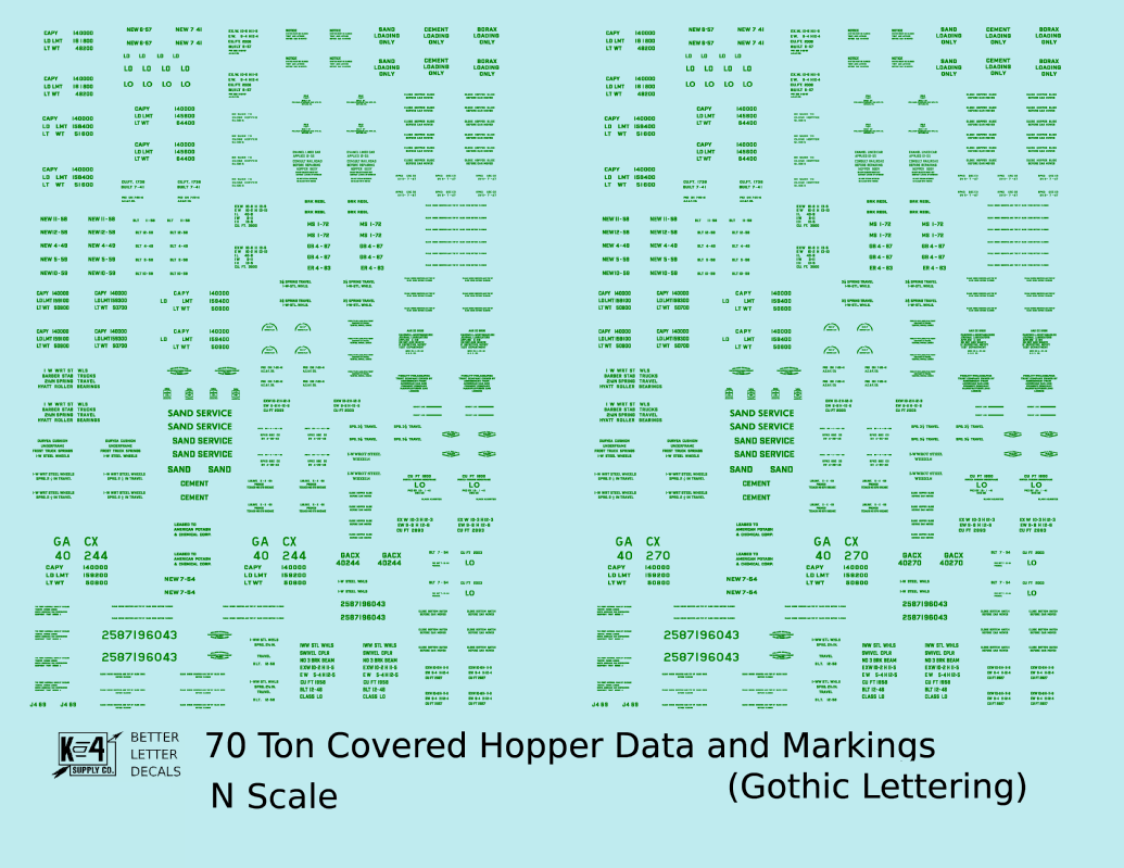 Dimensional and Weight Data 70 Ton Covered Hopper Gothic Font