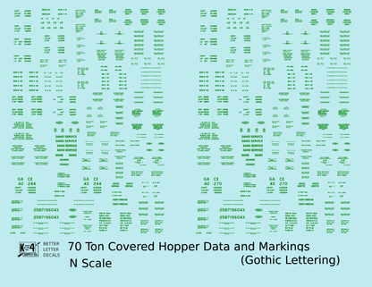 Dimensional and Weight Data 70 Ton Covered Hopper Gothic Font