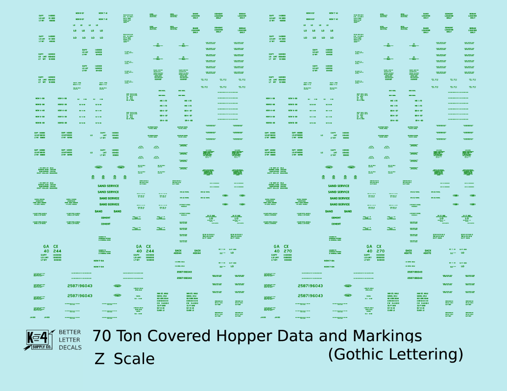 Dimensional and Weight Data 70 Ton Covered Hopper Gothic Font