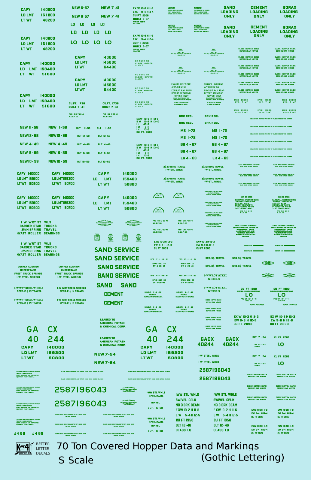 Dimensional and Weight Data 70 Ton Covered Hopper Gothic Font