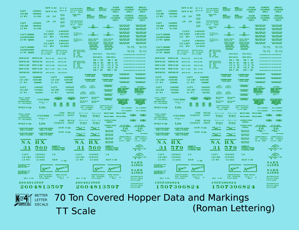 Data Only 70 Ton Covered Hopper Railroad Roman