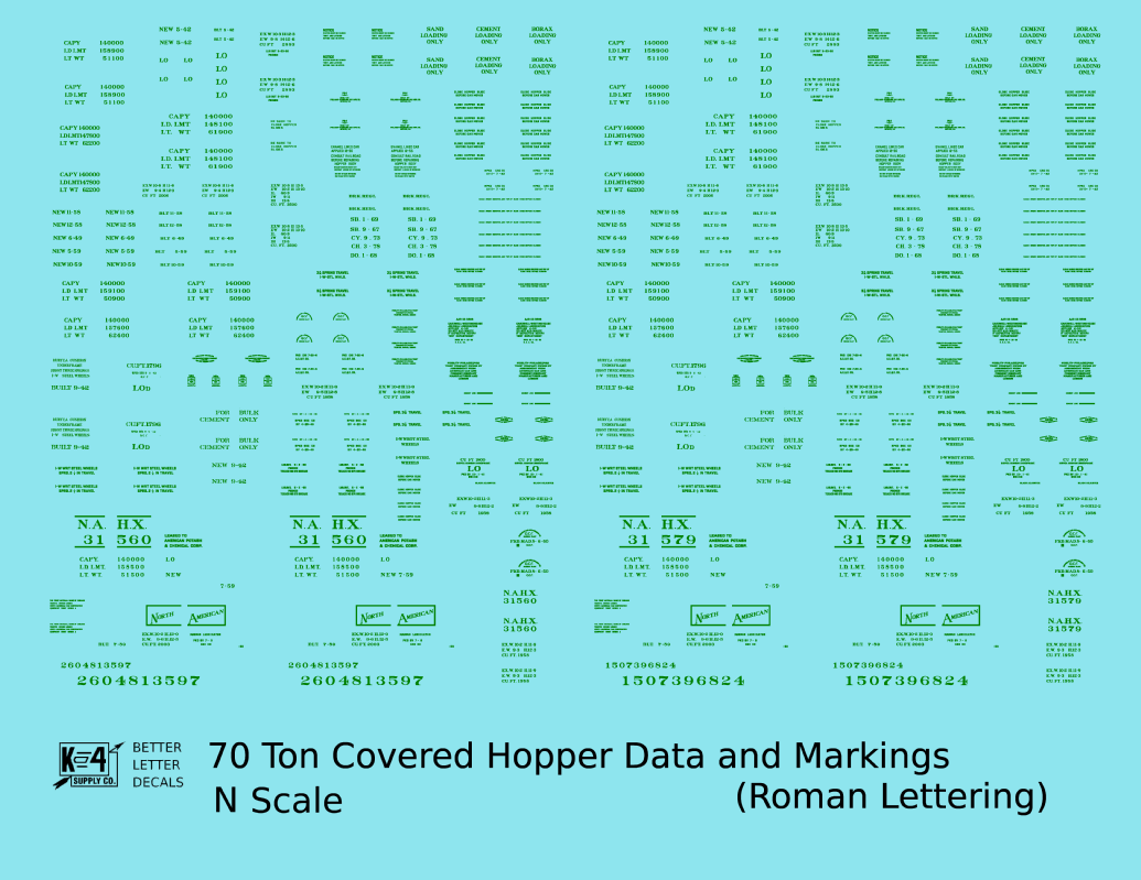 Data Only 70 Ton Covered Hopper Railroad Roman