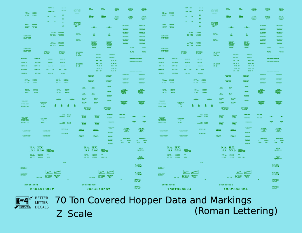 Data Only 70 Ton Covered Hopper Railroad Roman