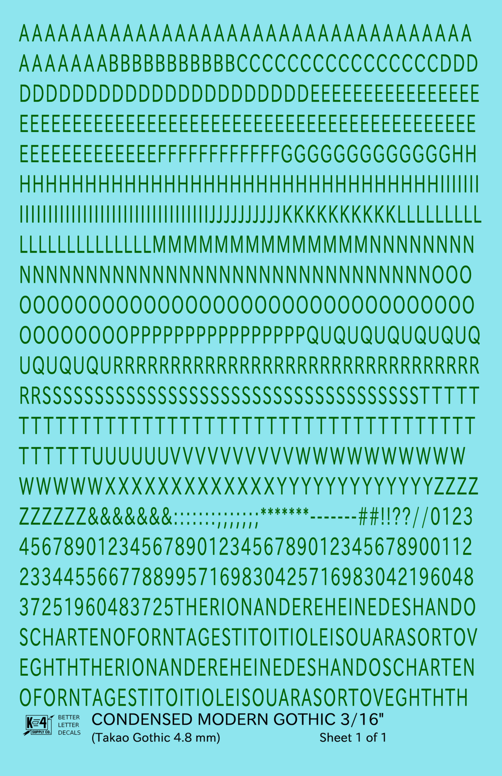 Condensed Modern Gothic Letter Number Alphabet