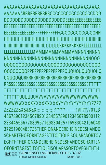 Condensed Modern Gothic Letter Number Alphabet