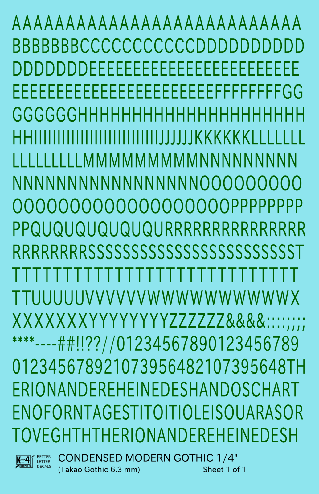 Condensed Modern Gothic Letter Number Alphabet