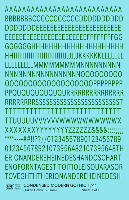 Condensed Modern Gothic Letter Number Alphabet