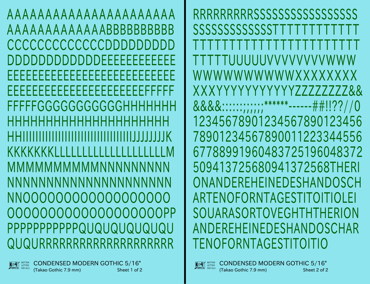 Condensed Modern Gothic Letter Number Alphabet