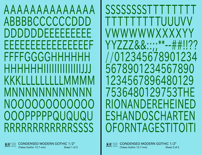 Condensed Modern Gothic Letter Number Alphabet