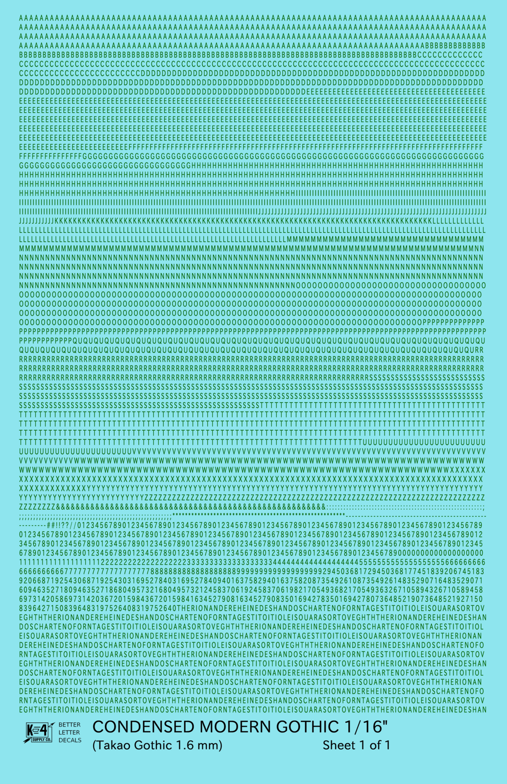 Condensed Modern Gothic Letter Number Alphabet