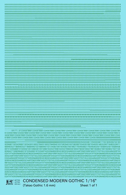 Condensed Modern Gothic Letter Number Alphabet