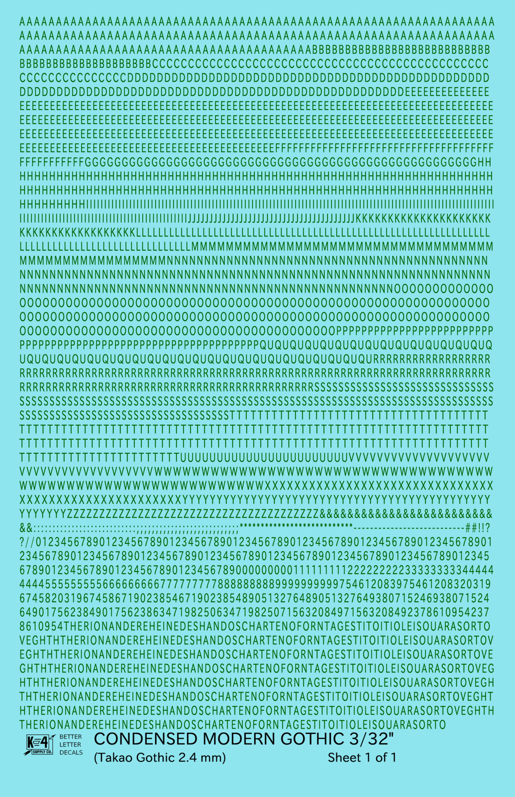 Condensed Modern Gothic Letter Number Alphabet