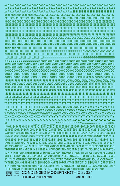 Condensed Modern Gothic Letter Number Alphabet