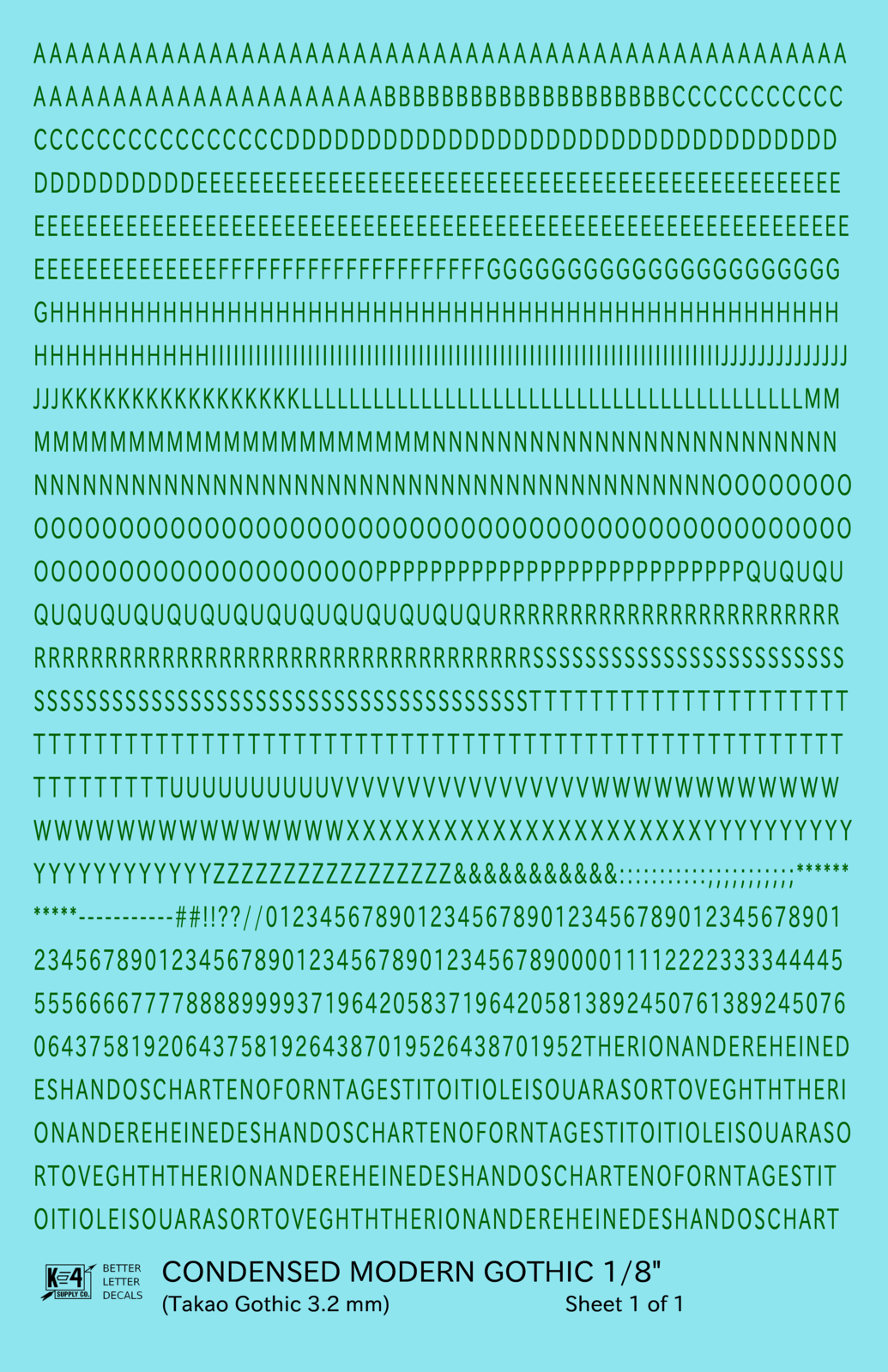Condensed Modern Gothic Letter Number Alphabet
