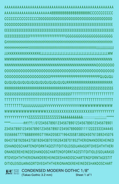 Condensed Modern Gothic Letter Number Alphabet