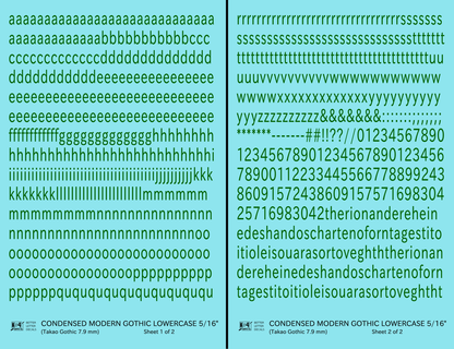 Lowercase Condensed Modern Gothic Letter Alphabet