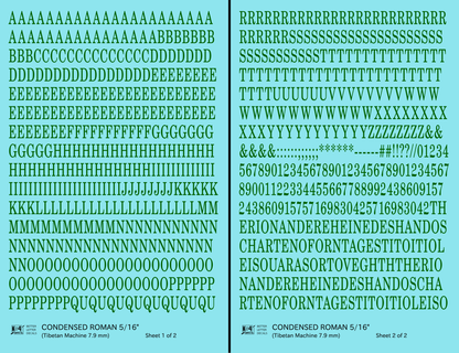 Condensed Roman Letter Number Alphabet