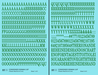 Condensed Roman Letter Number Alphabet
