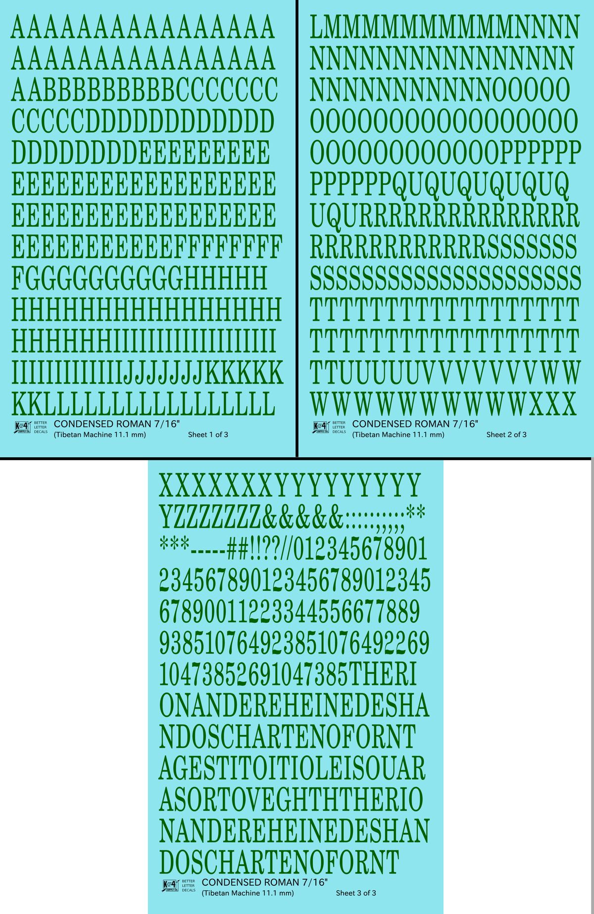 Condensed Roman Letter Number Alphabet