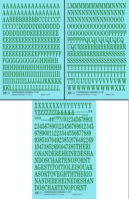 Condensed Roman Letter Number Alphabet
