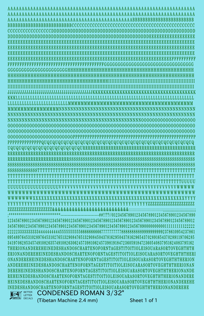 Condensed Roman Letter Number Alphabet