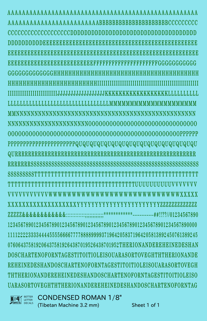 Condensed Roman Letter Number Alphabet