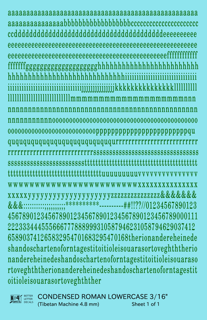 Lowercase Condensed Roman Letter Number Alphabet