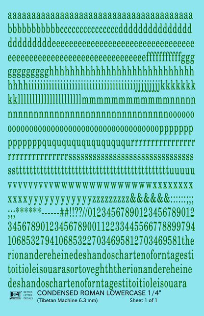 Lowercase Condensed Roman Letter Number Alphabet