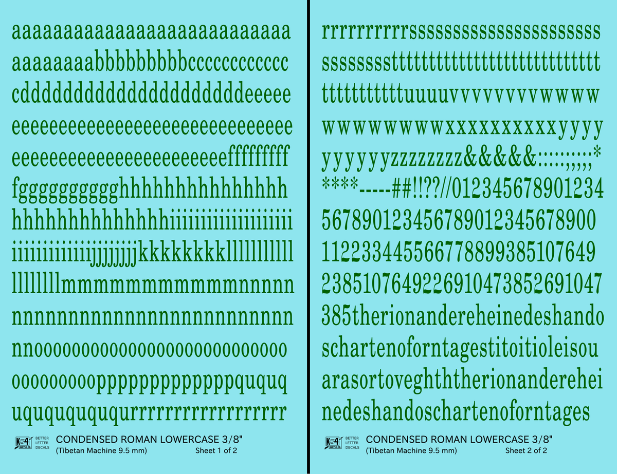 Lowercase Condensed Roman Letter Number Alphabet