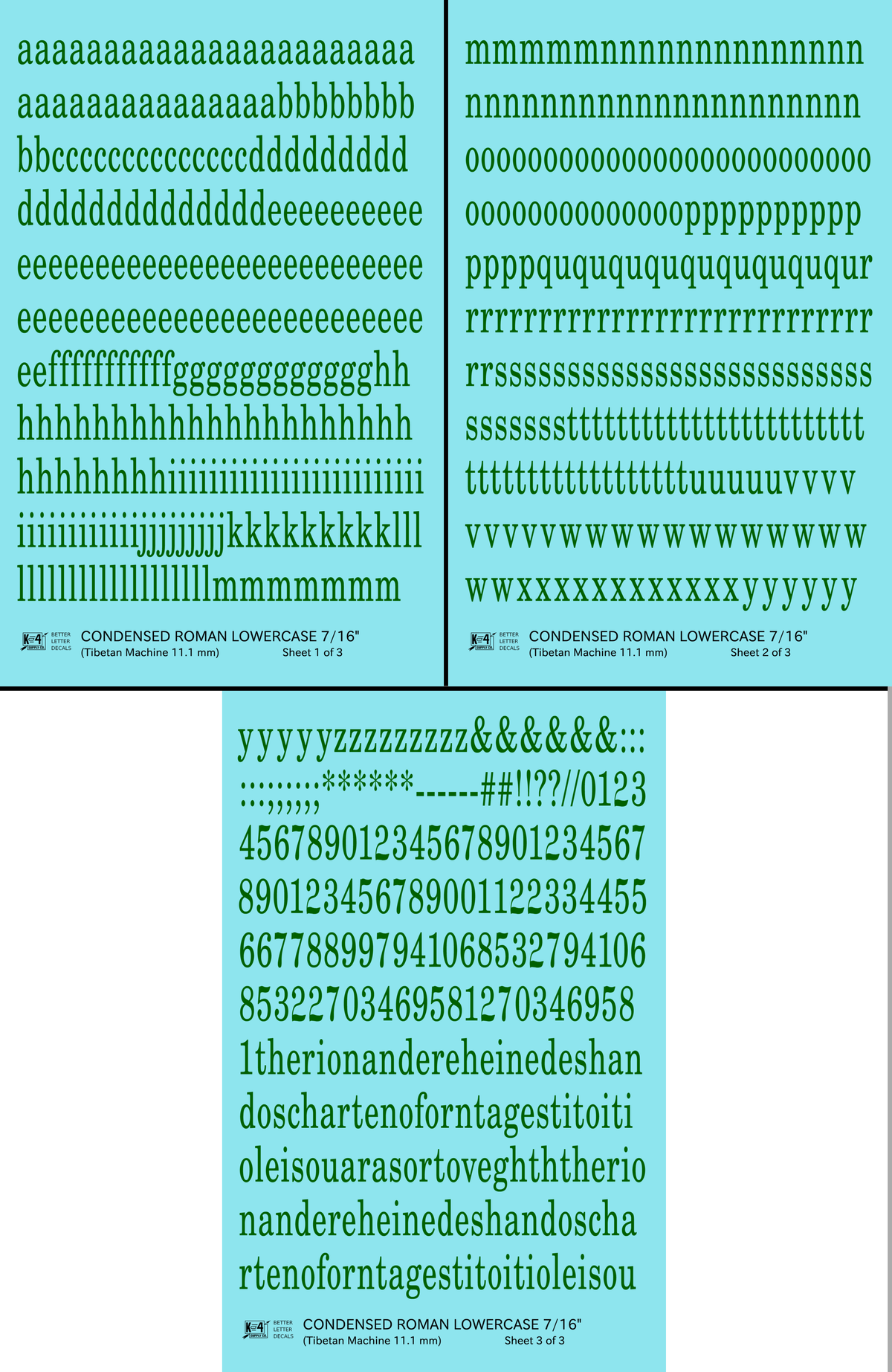 Lowercase Condensed Roman Letter Number Alphabet