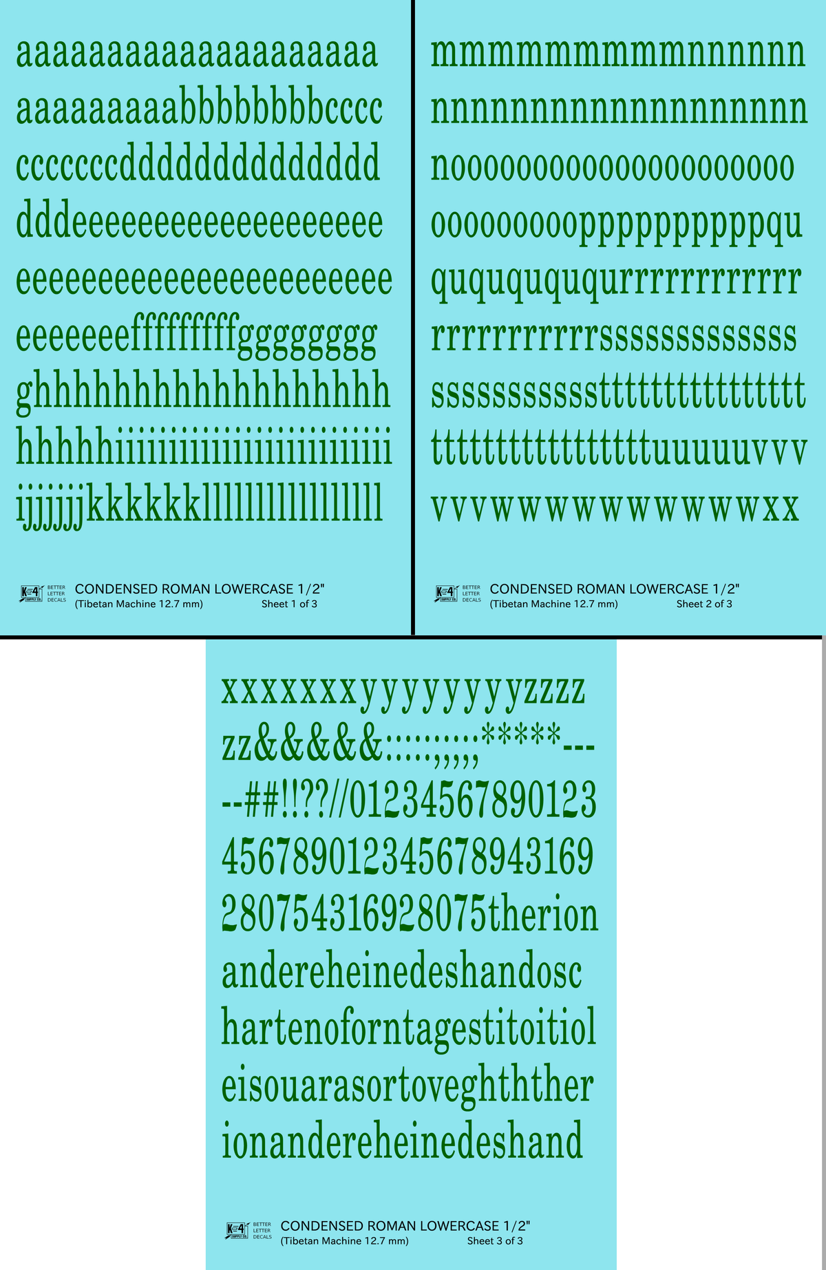 Lowercase Condensed Roman Letter Number Alphabet