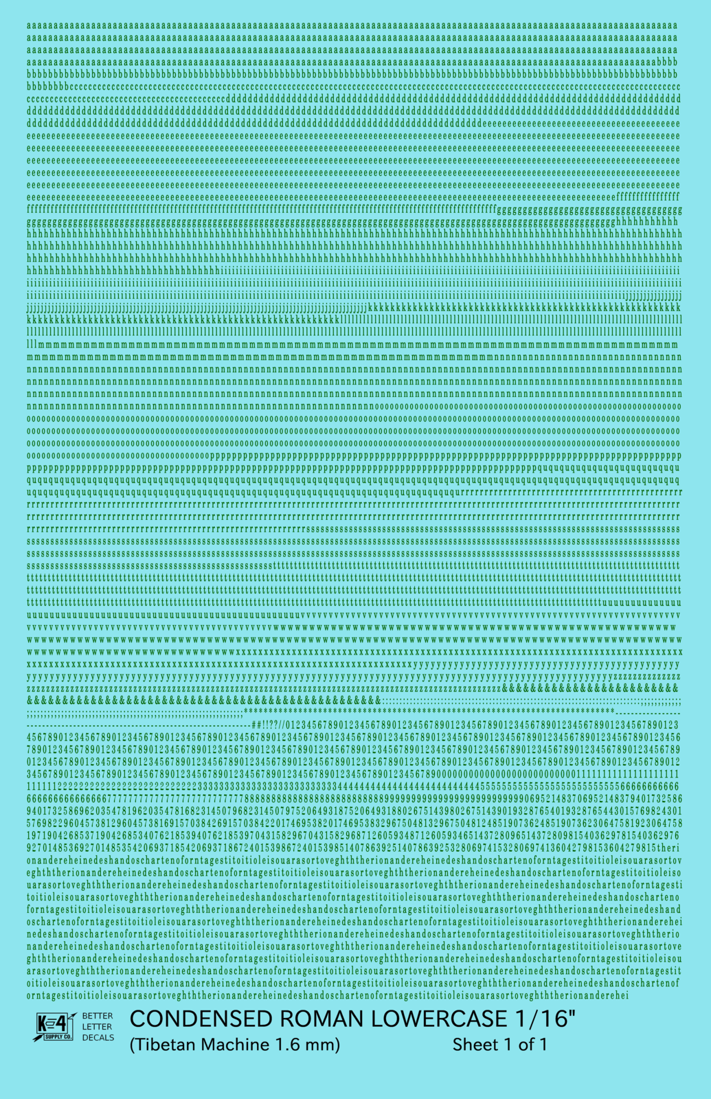 Lowercase Condensed Roman Letter Number Alphabet