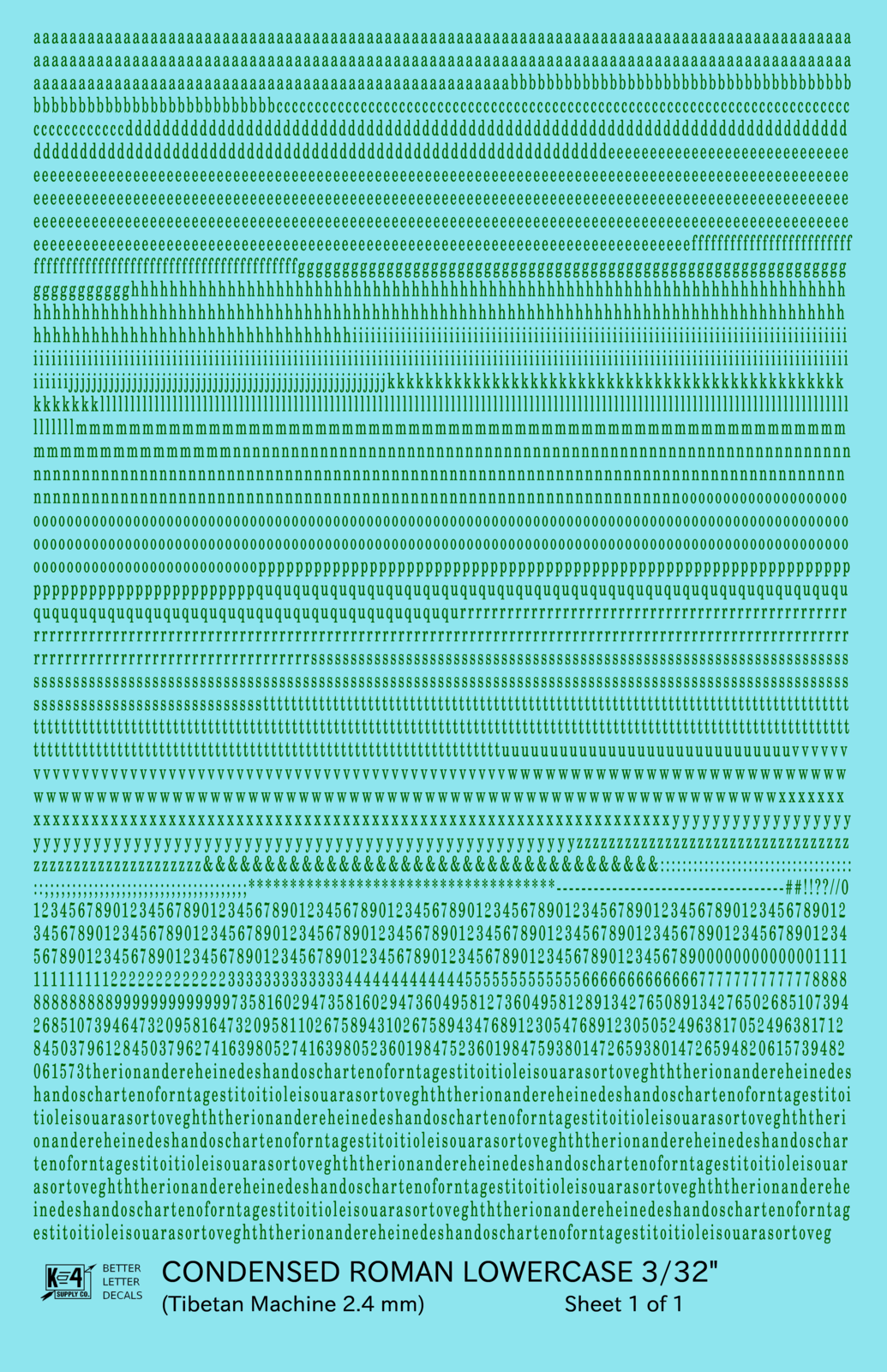 Lowercase Condensed Roman Letter Number Alphabet